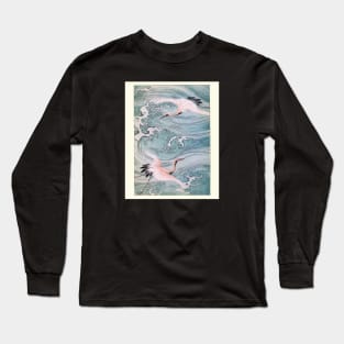 Japanese Storks. Japanese Stork. Japanese style art. Japanese mask. Japanese painting. Japanese Print. Japanese Prints. Old Japanese painting. Old Japan illustration Long Sleeve T-Shirt